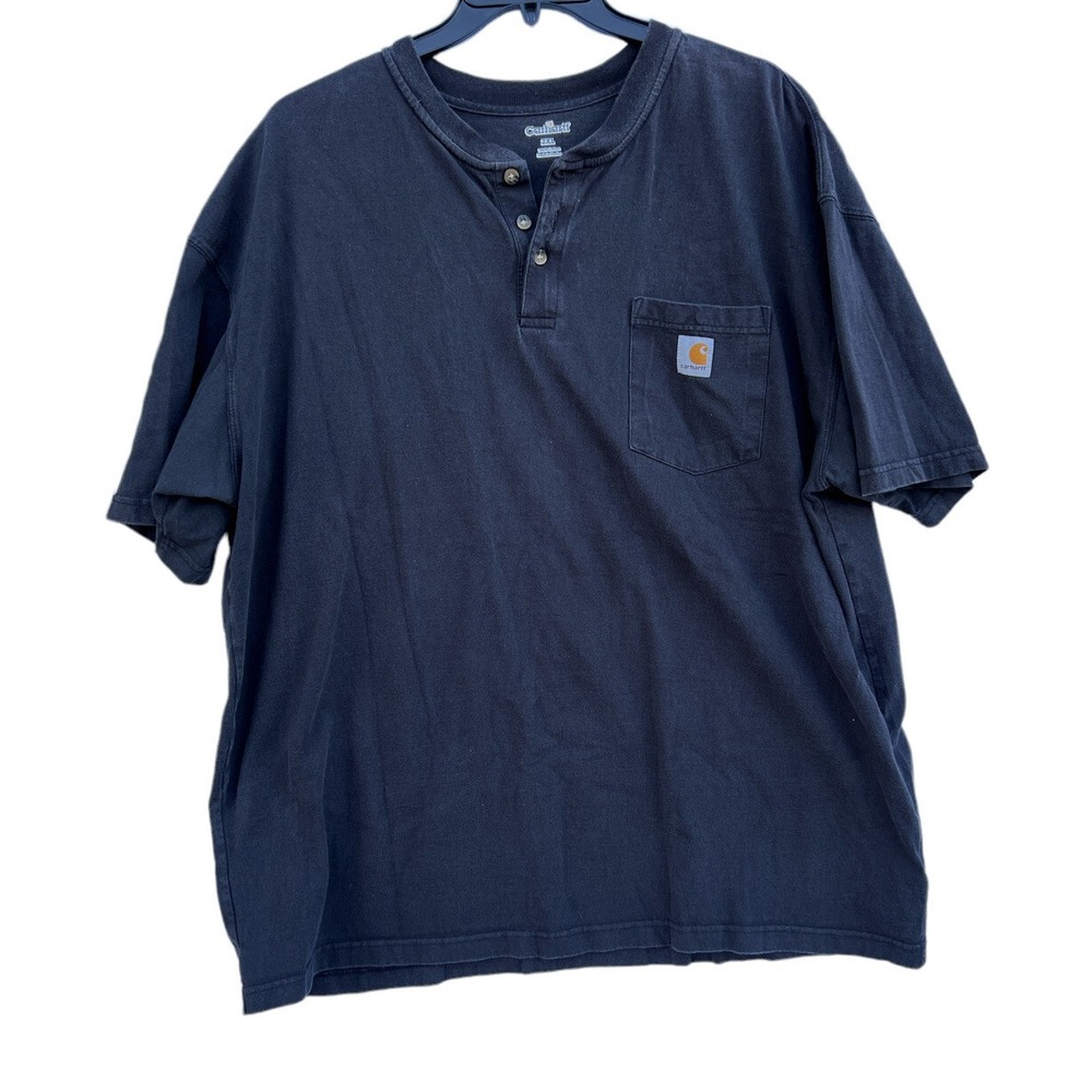 Carhartt Work T-Shirt Loose Fit Short Sleeve Black Cotton Pocket Men's 2XL